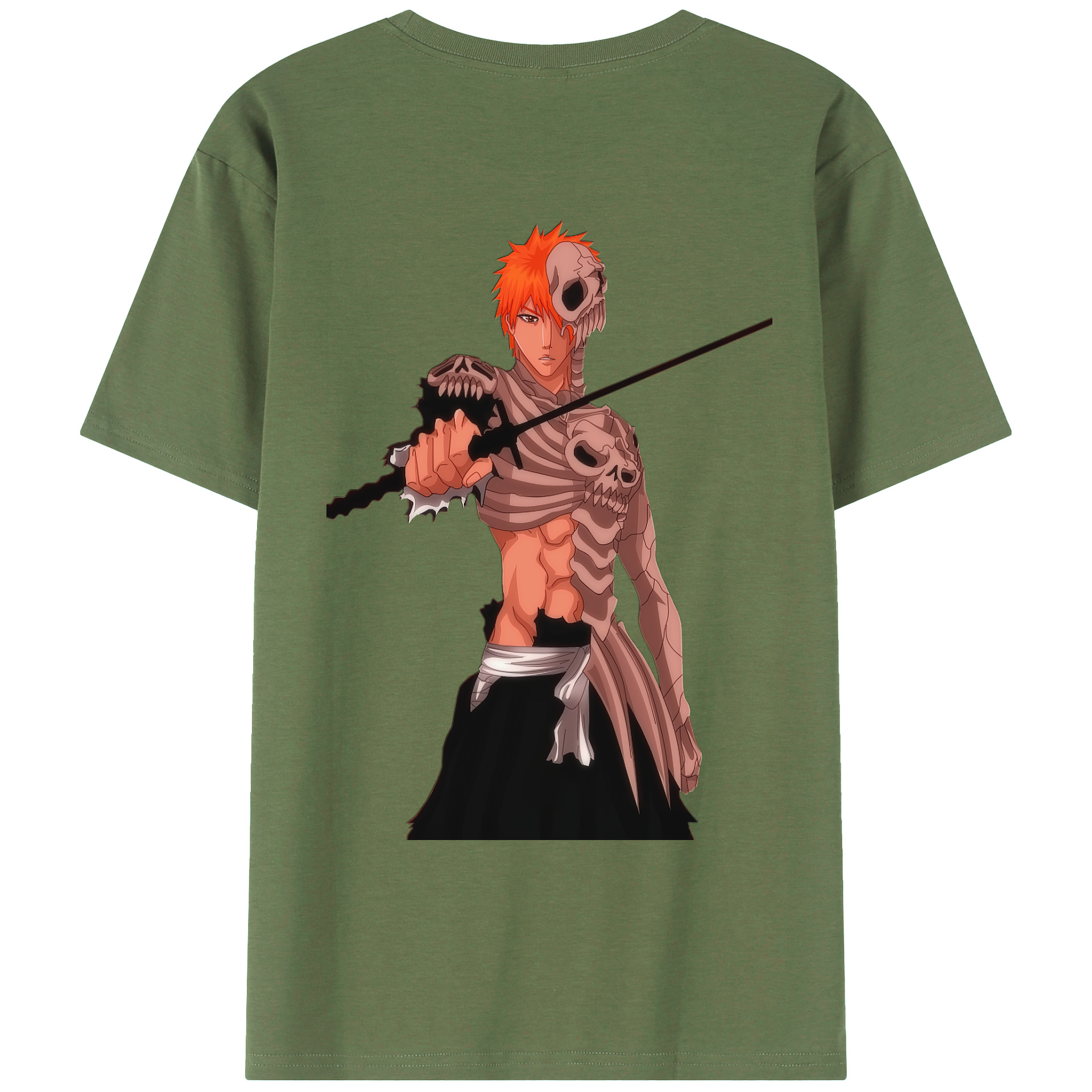 （画像用） ブリーチ 黒崎一護（くろさき いちご）BLEACH Kurosaki Ichigo 綿100％ メンズ半袖Tシャツ（バックプリント） 通気性